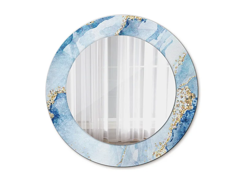 Runder dekorativer Spiegel - Blauer Marmor - 50 cm
