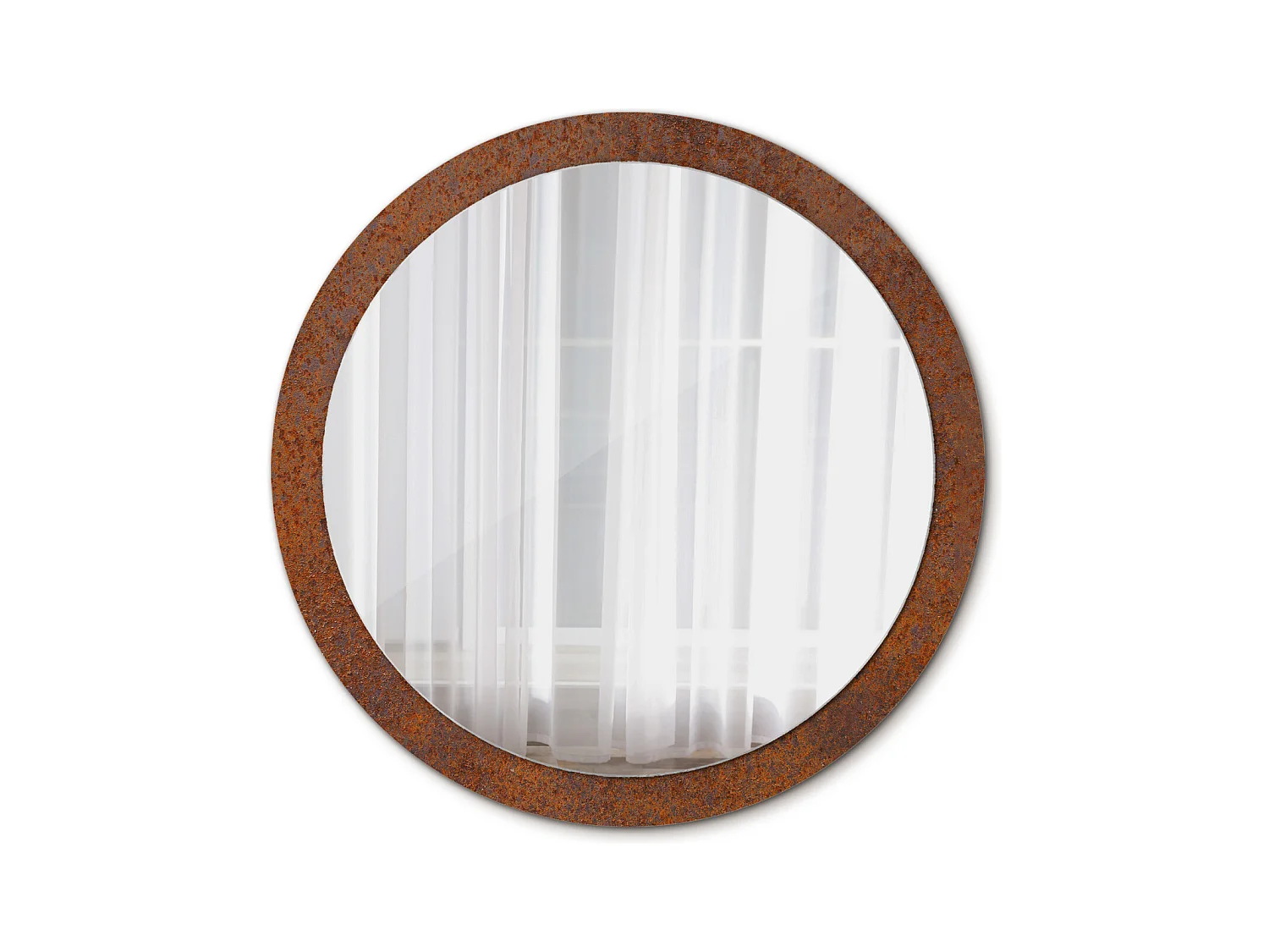 Miroir rond décoratif - Métal rouillé - 100 cm