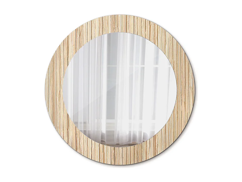 Miroir rond décoratif - Paille de bambou - 70 cm