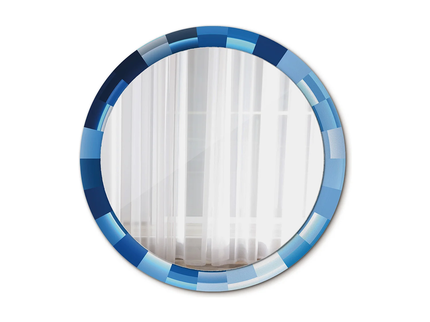 Ronde decoratieve spiegel - Abstract Blauw - 90 cm