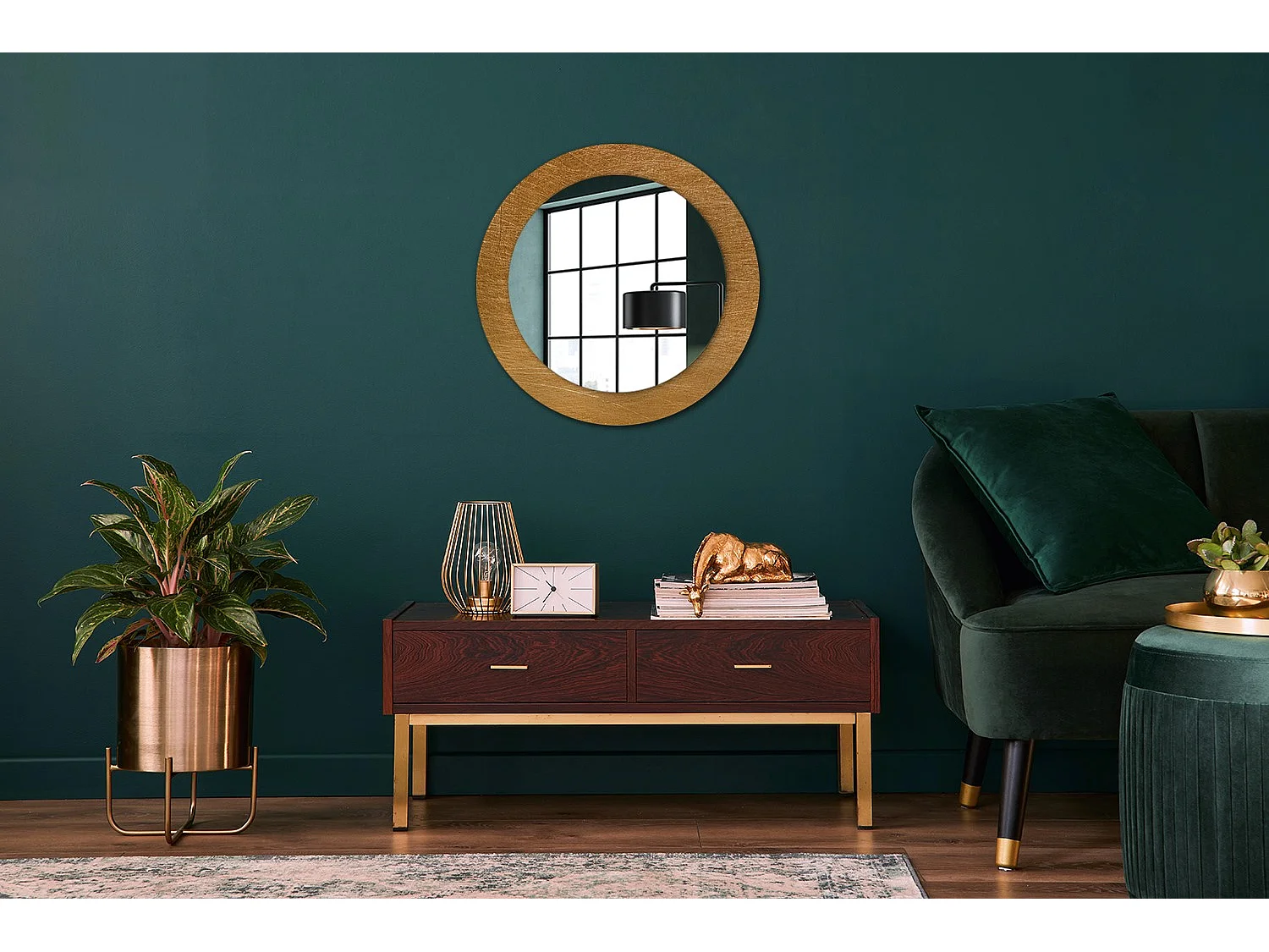 Runder dekorativer Spiegel - Vintage-Loft-Stil - 60 cm