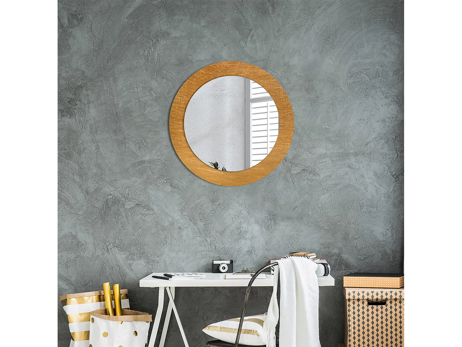 Runder dekorativer Spiegel - Vintage-Loft-Stil - 60 cm