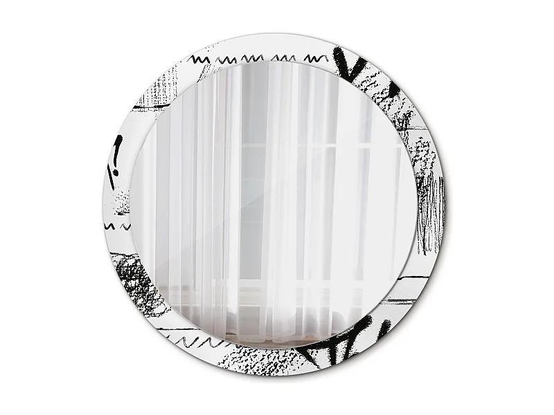 Dekorativer runder Spiegel - Graffiti-Motiv - 90 cm