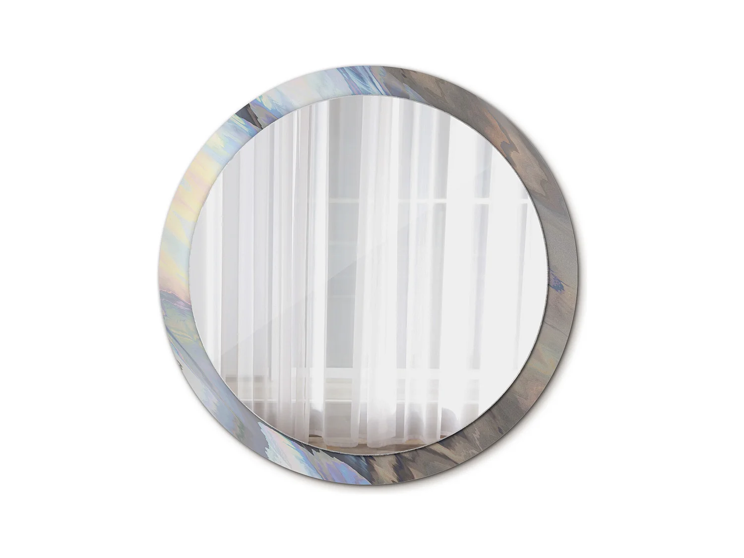 Miroir rond décoratif - Vagues abstraites - 100 cm