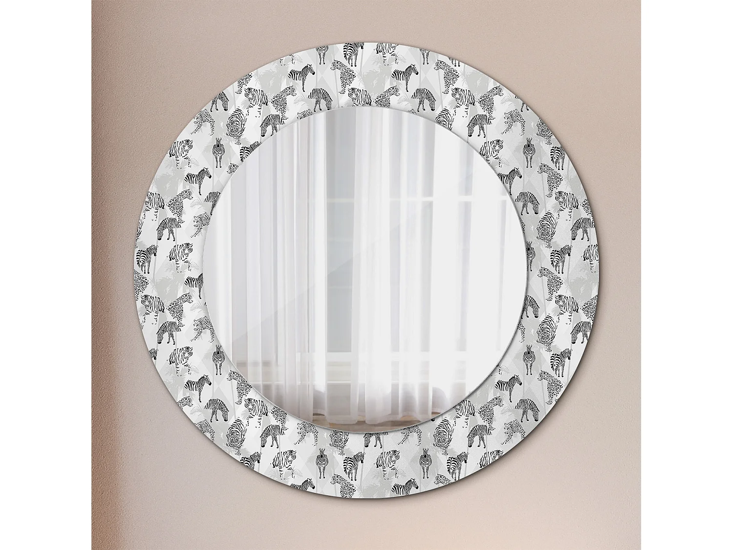 Miroir rond décoratif - Tigre tropical - 50 cm