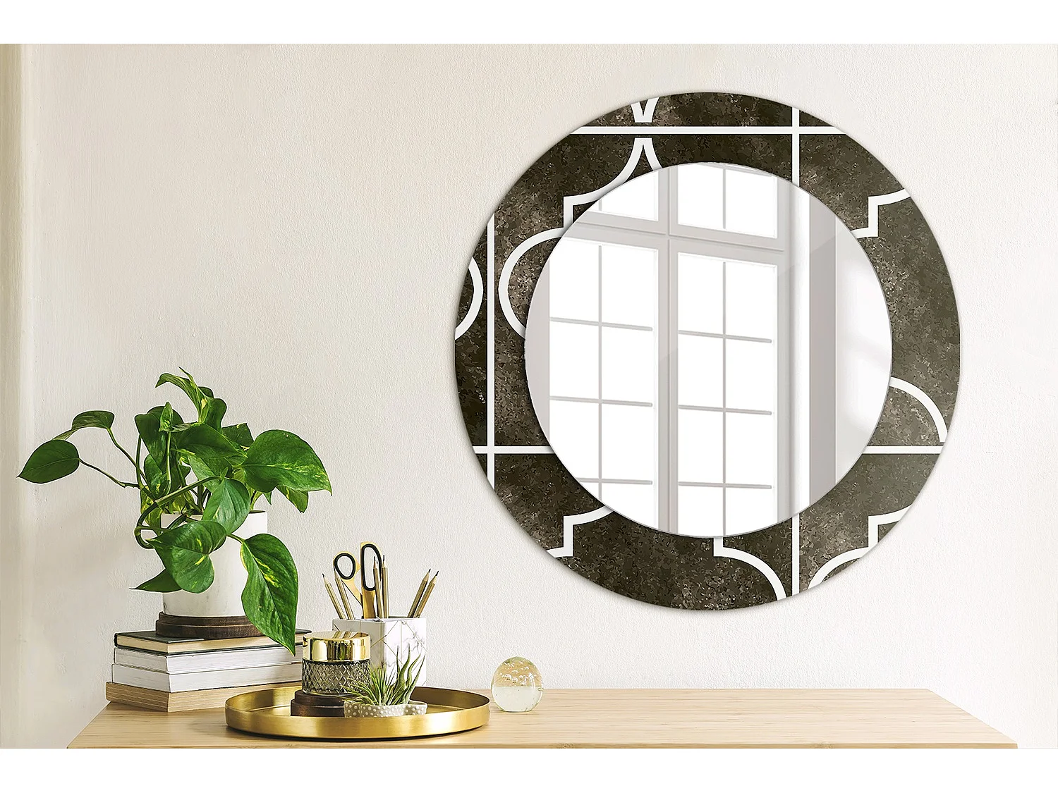 Miroir rond décoratif - Motif antique - 50 cm