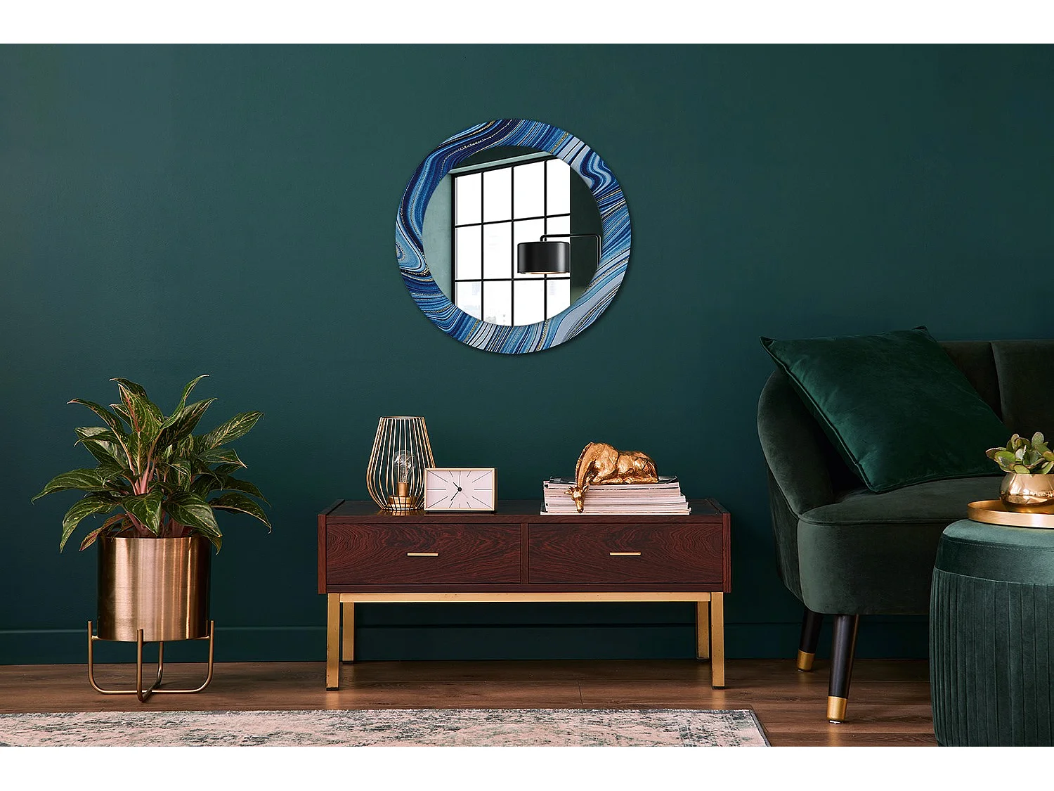 Miroir rond décoratif - Rivière de marbre - 70 cm