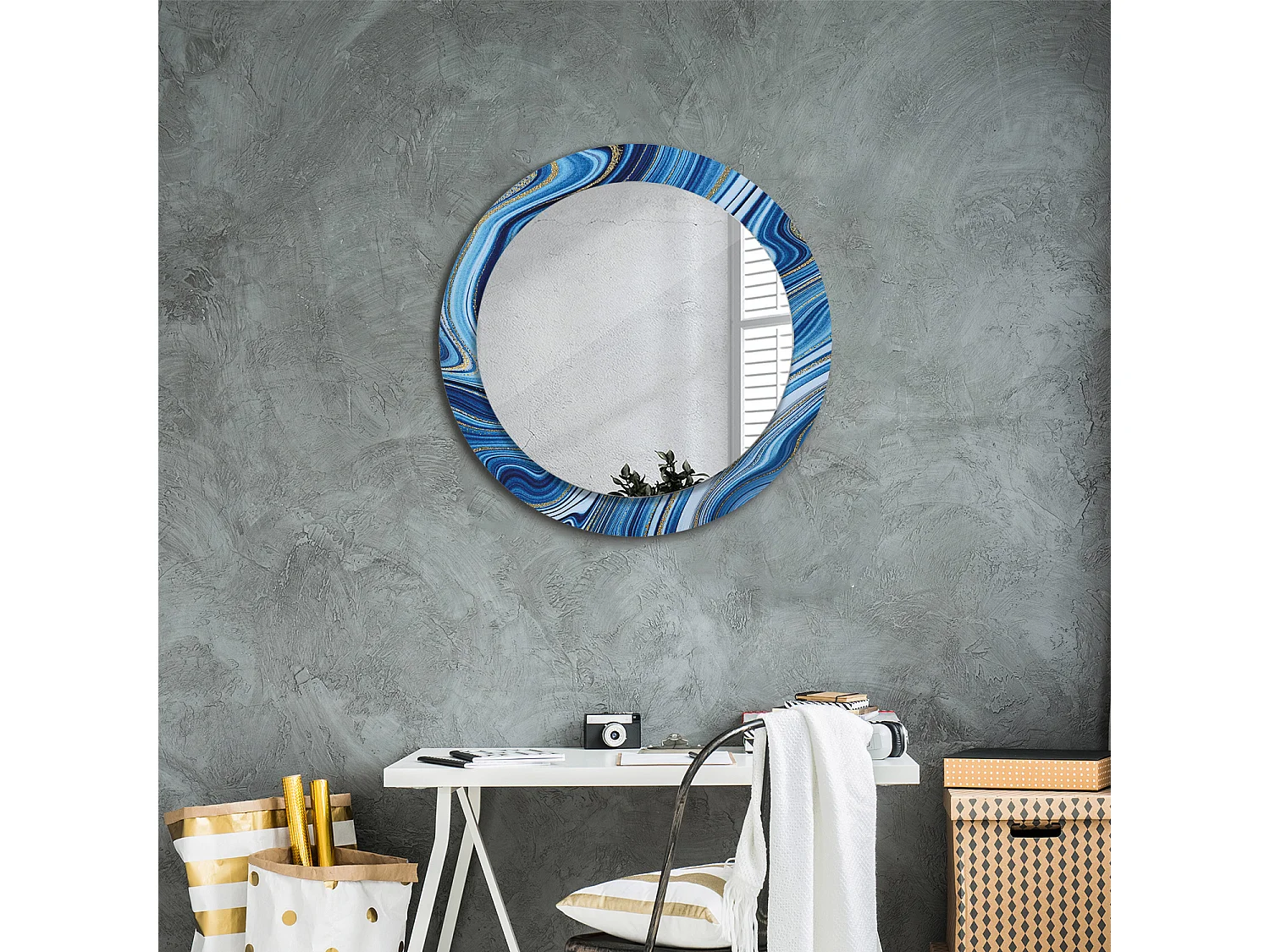 Miroir rond décoratif - Rivière de marbre - 70 cm