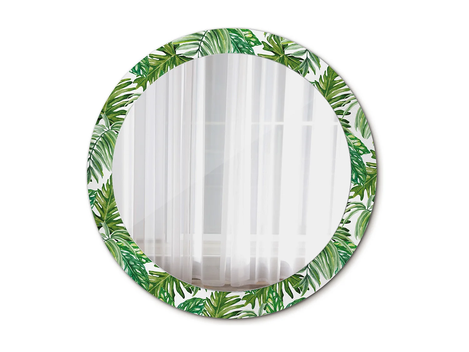 Decoratieve ronde spiegel - junglebladeren - 80 cm