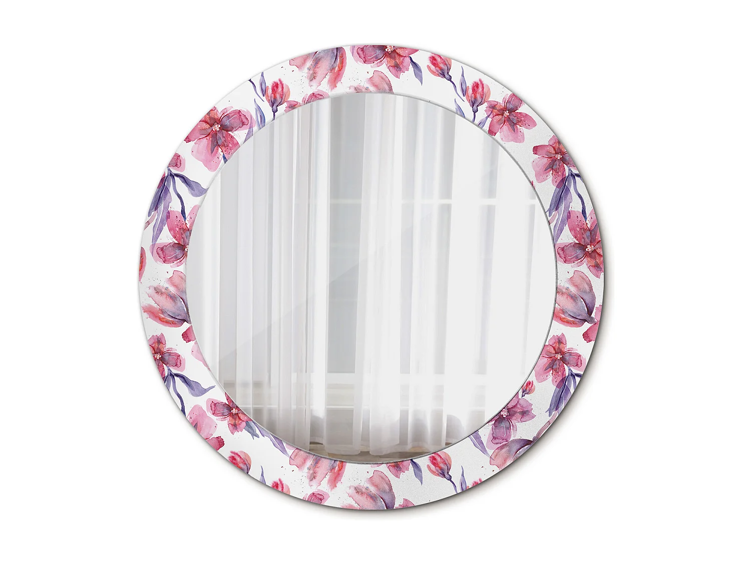 Decoratieve ronde spiegel - aquarelbloemen - 60 cm