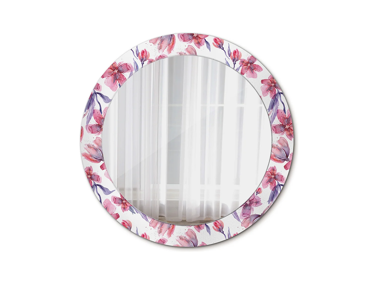 Decoratieve ronde spiegel - aquarelbloemen - 60 cm
