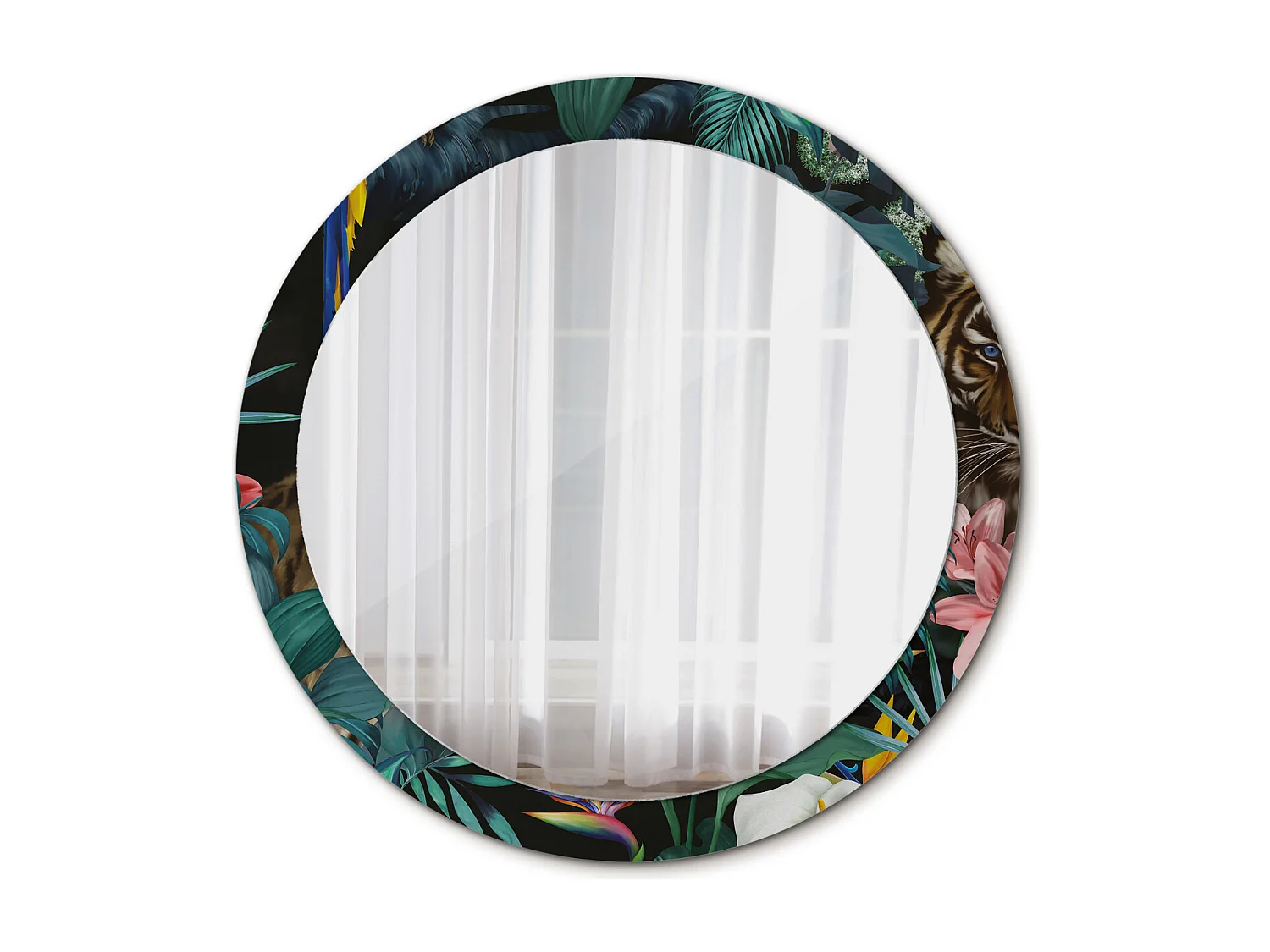 Miroir rond décoratif - Jungle vintage - 90 cm