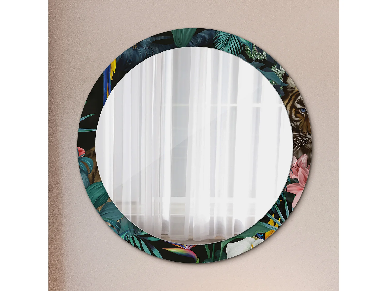Miroir rond décoratif - Jungle vintage - 90 cm