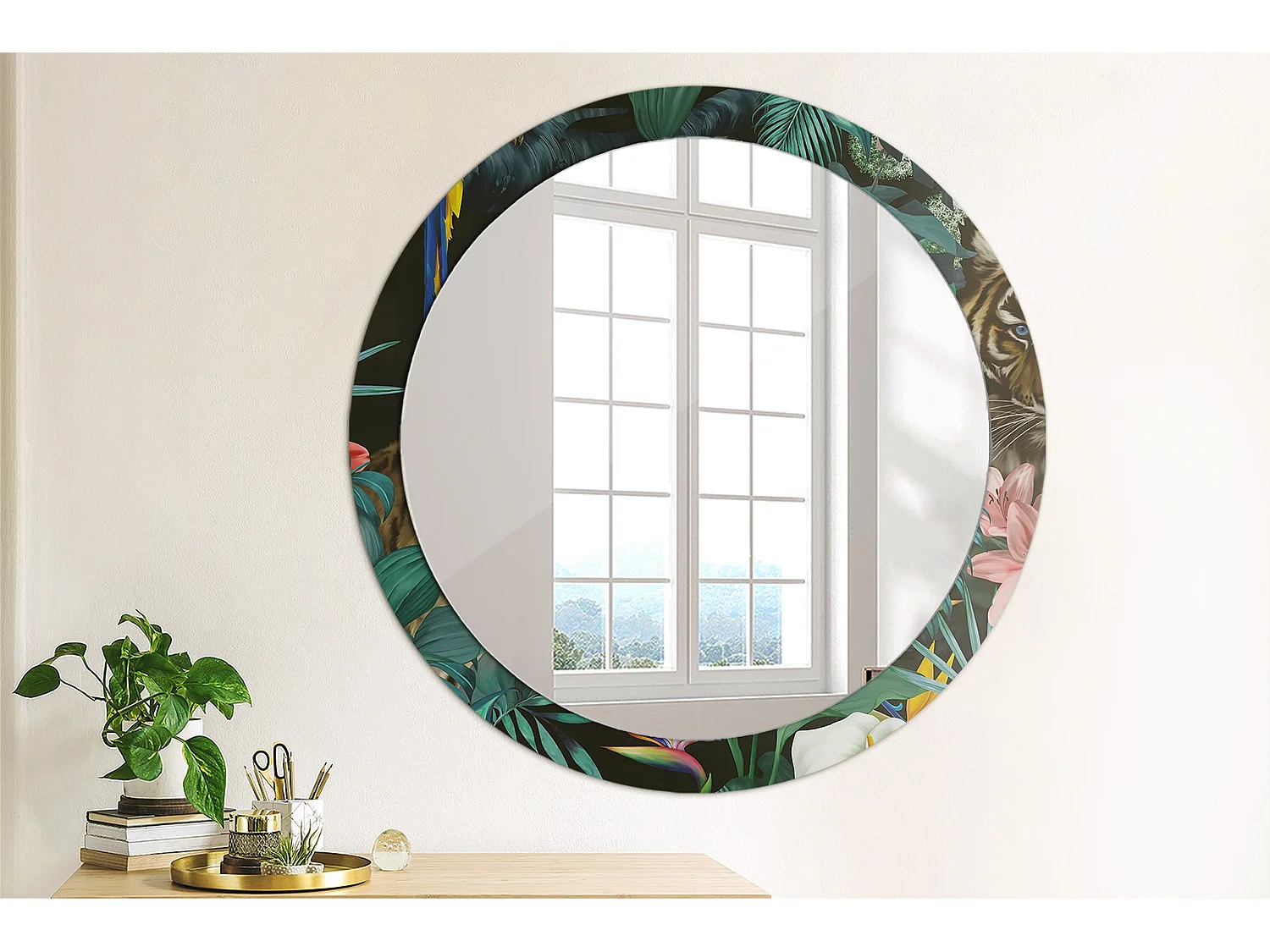 Ronde decoratieve spiegel - Vintage Jungle - 90 cm