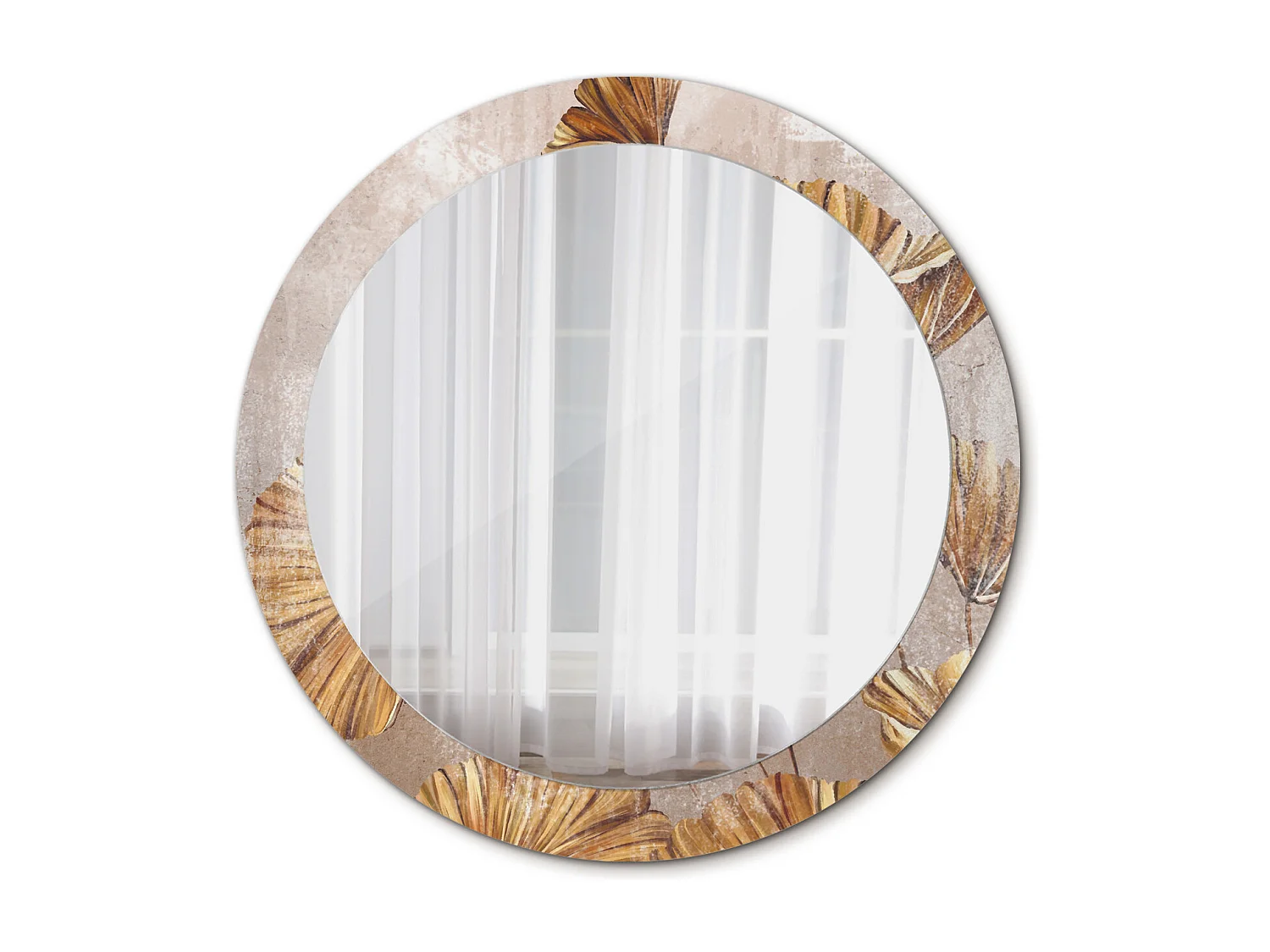 Miroir rond décoratif - Feuilles de Bohème - 80 cm