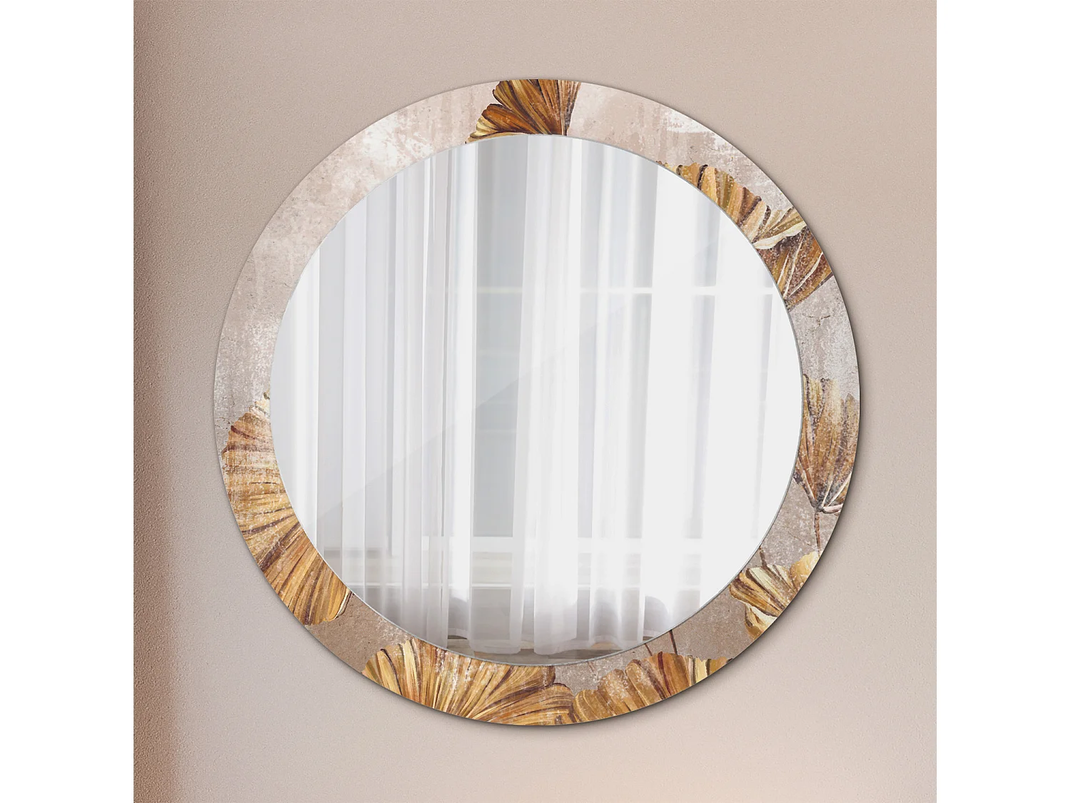 Miroir rond décoratif - Feuilles de Bohème - 80 cm