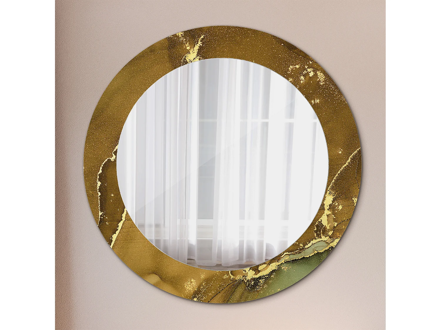 Dekorativer runder Spiegel – Metallische Wirbel – 60 cm