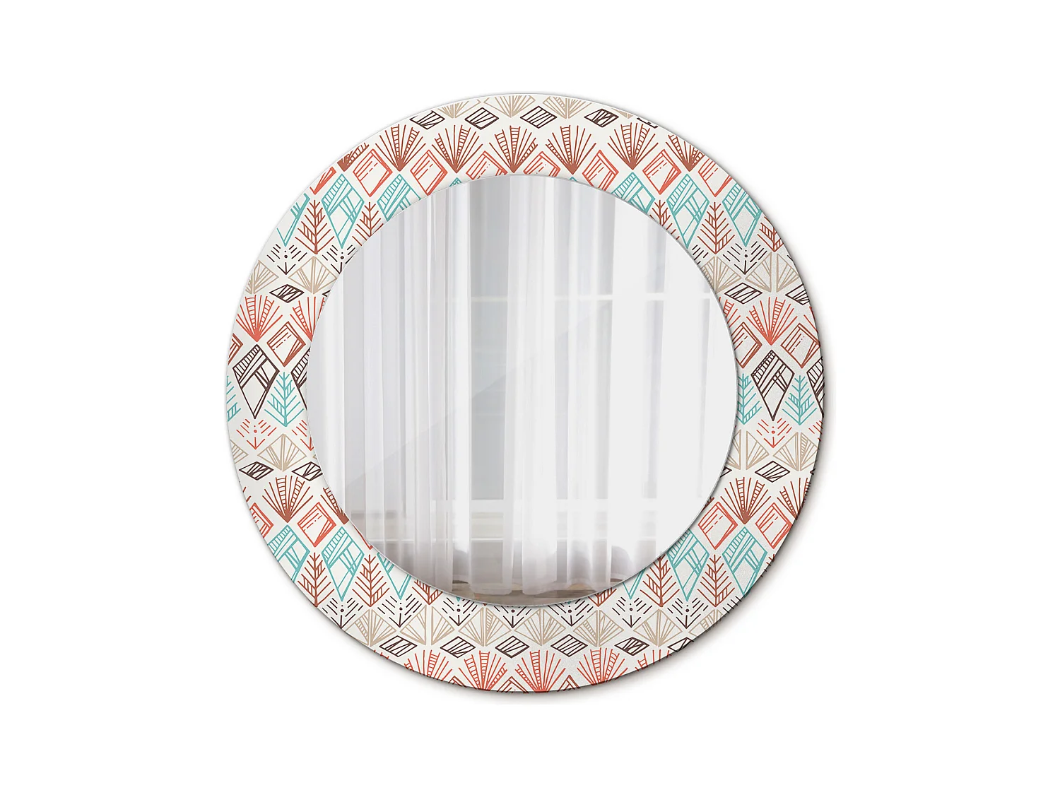 Decoratieve ronde spiegel - etnisch motief - 50 cm
