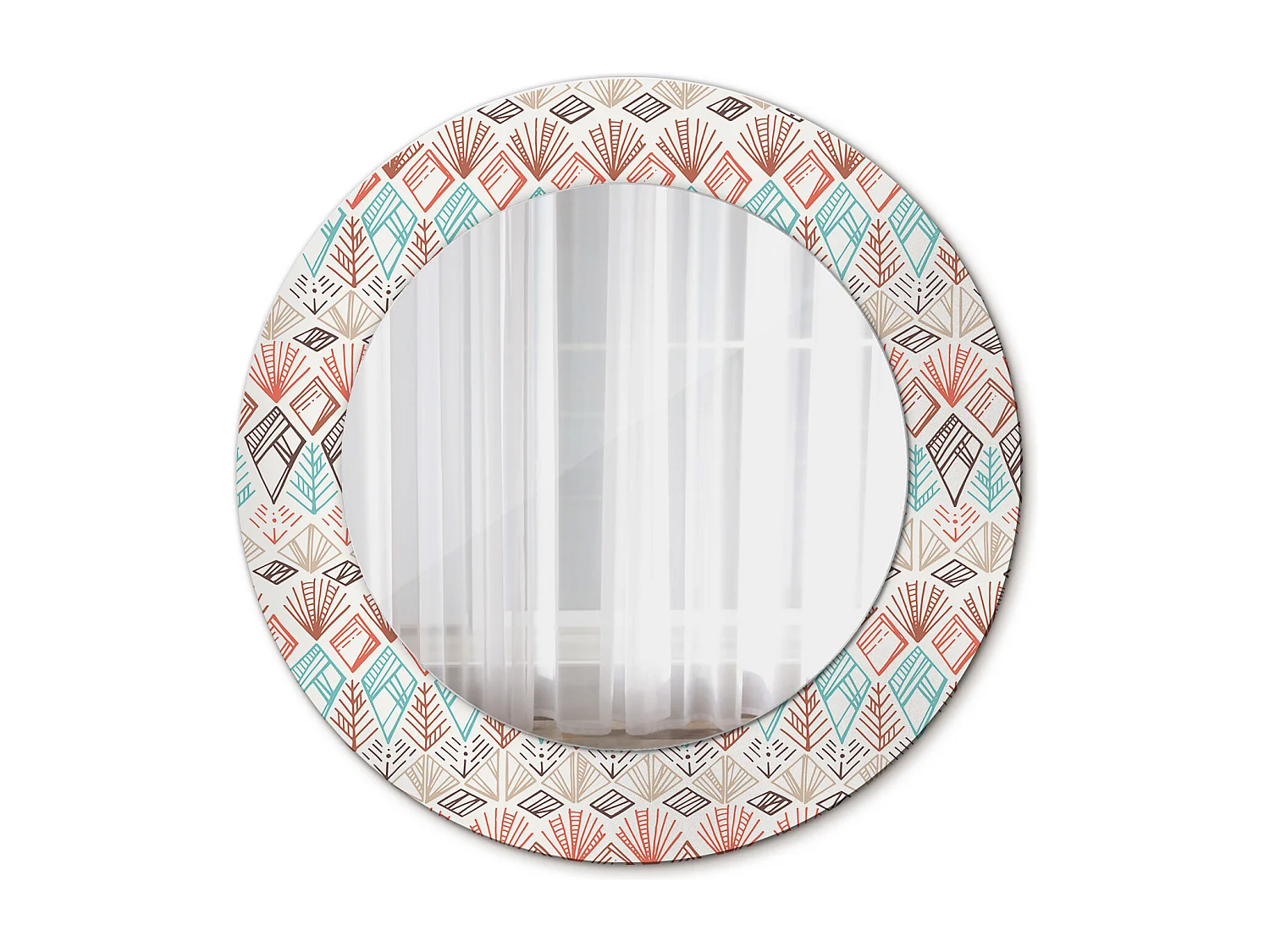 Decoratieve ronde spiegel - etnisch motief - 50 cm