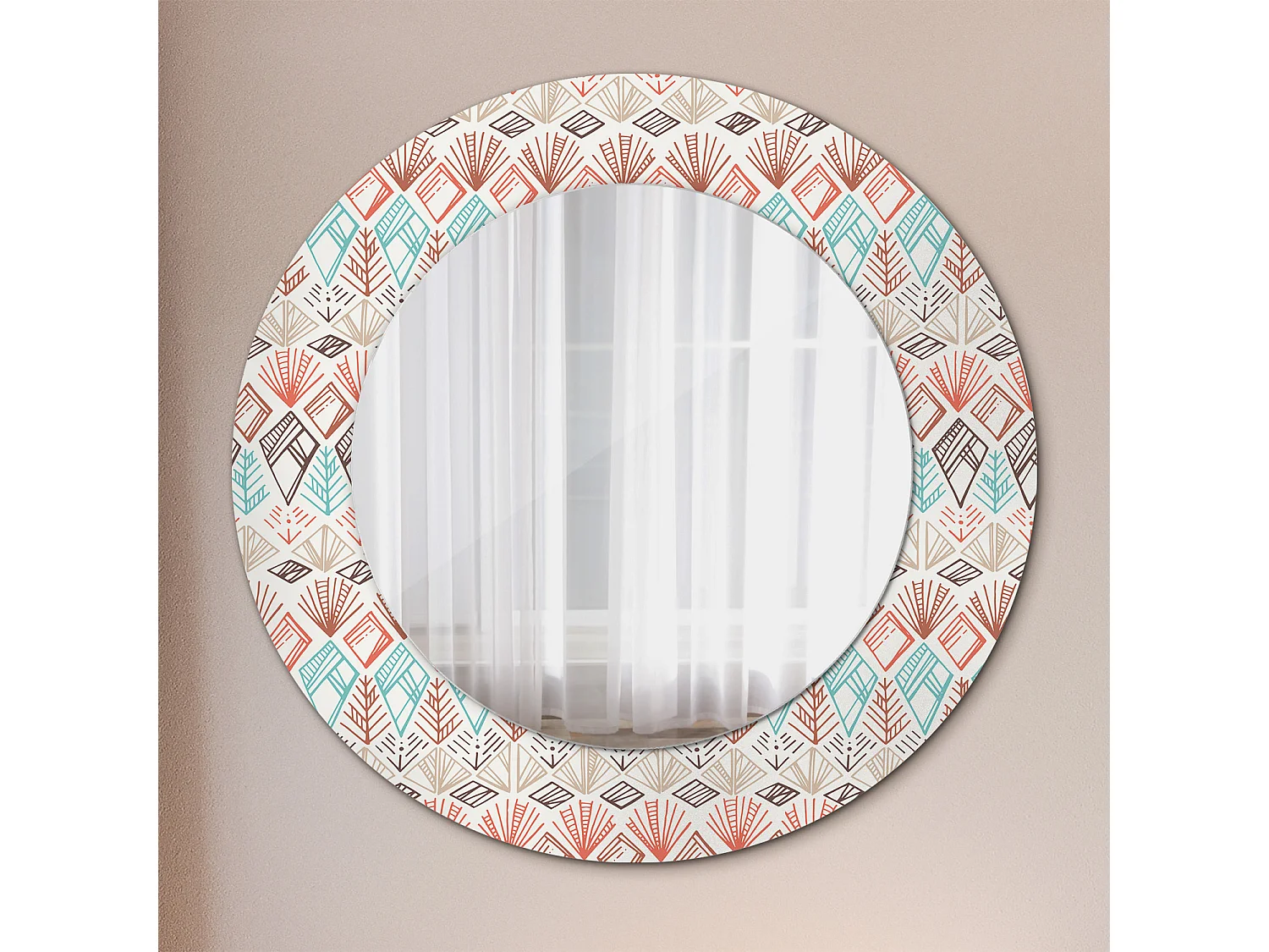 Decoratieve ronde spiegel - etnisch motief - 50 cm