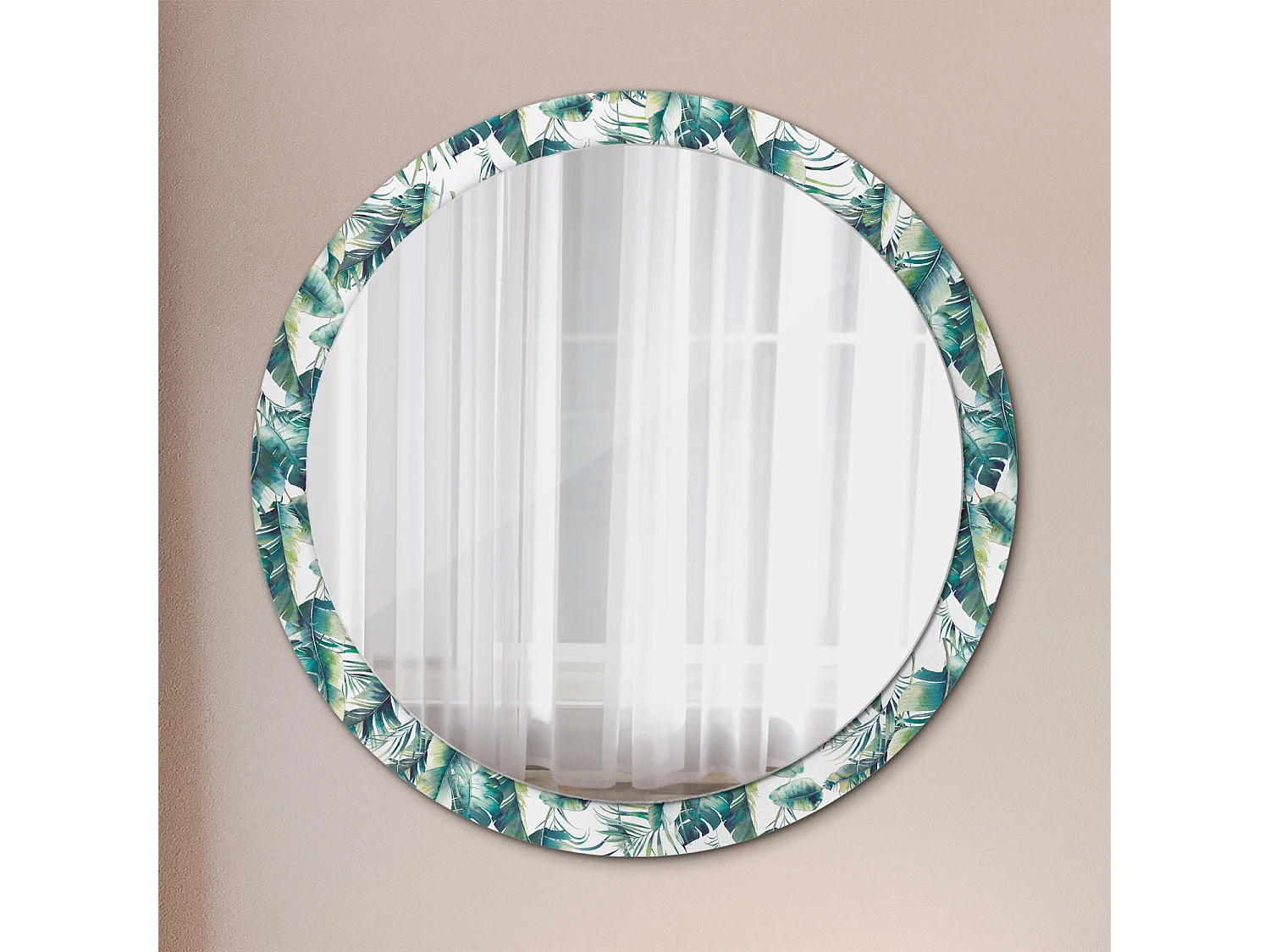 Ronde decoratieve spiegel - bladeren - 100 cm