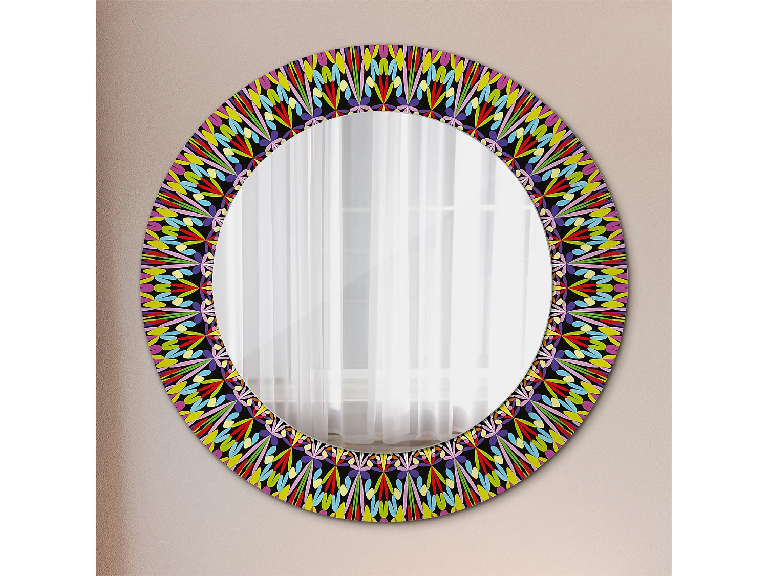 Miroir rond décoratif - Motif Mandala - 50 cm