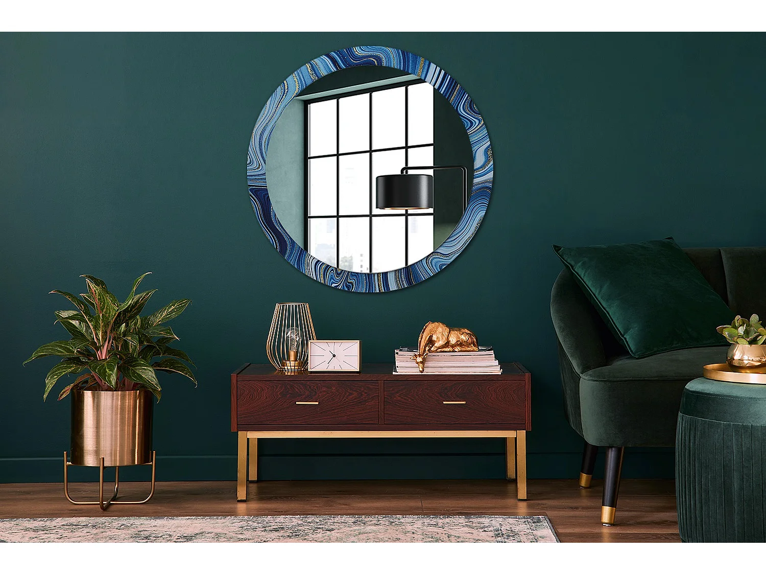 Runder dekorativer Spiegel - Marble River - 90 cm