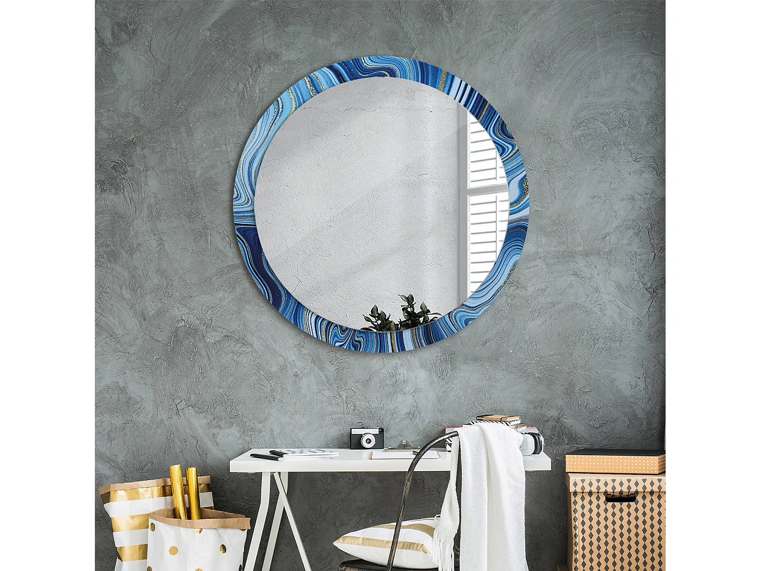 Runder dekorativer Spiegel - Marble River - 90 cm