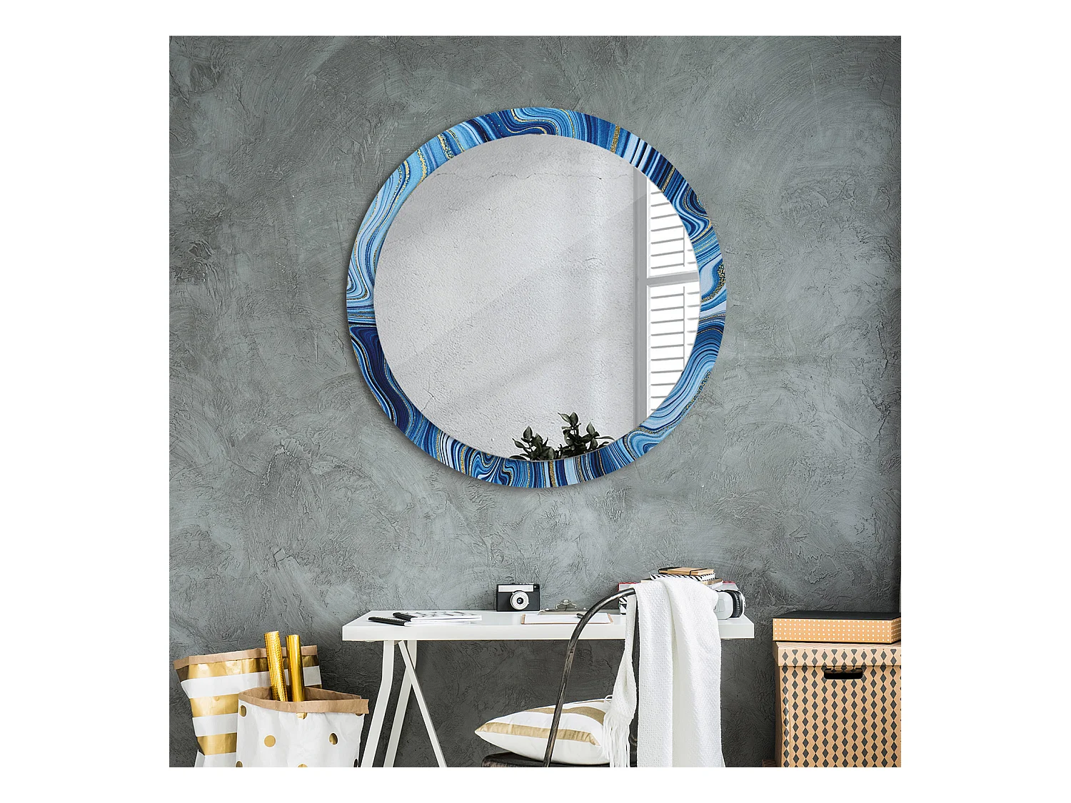 Miroir rond décoratif - Rivière de marbre - 90 cm