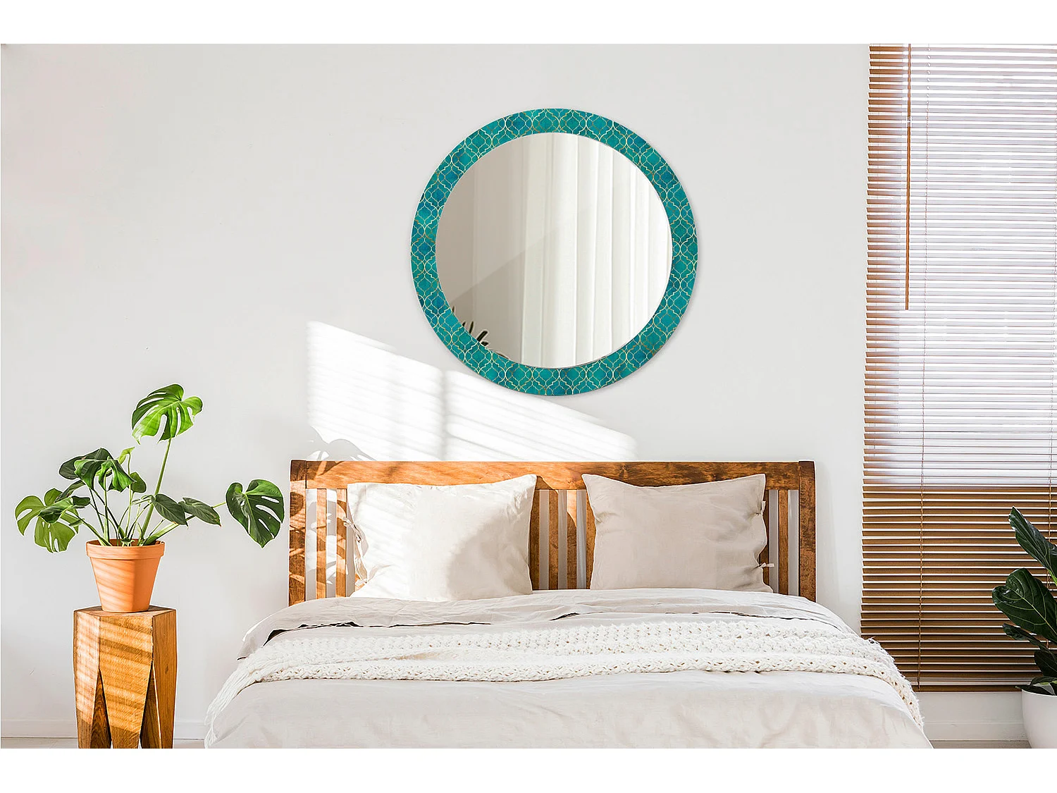 Dekorativer runder Spiegel - Farbkomposition - 80 cm