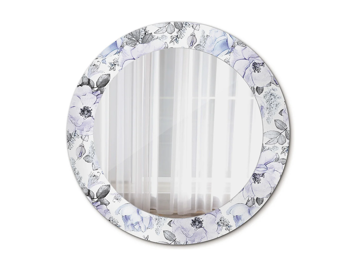 Runder dekorativer Spiegel - Blaue Rosen - 60 cm