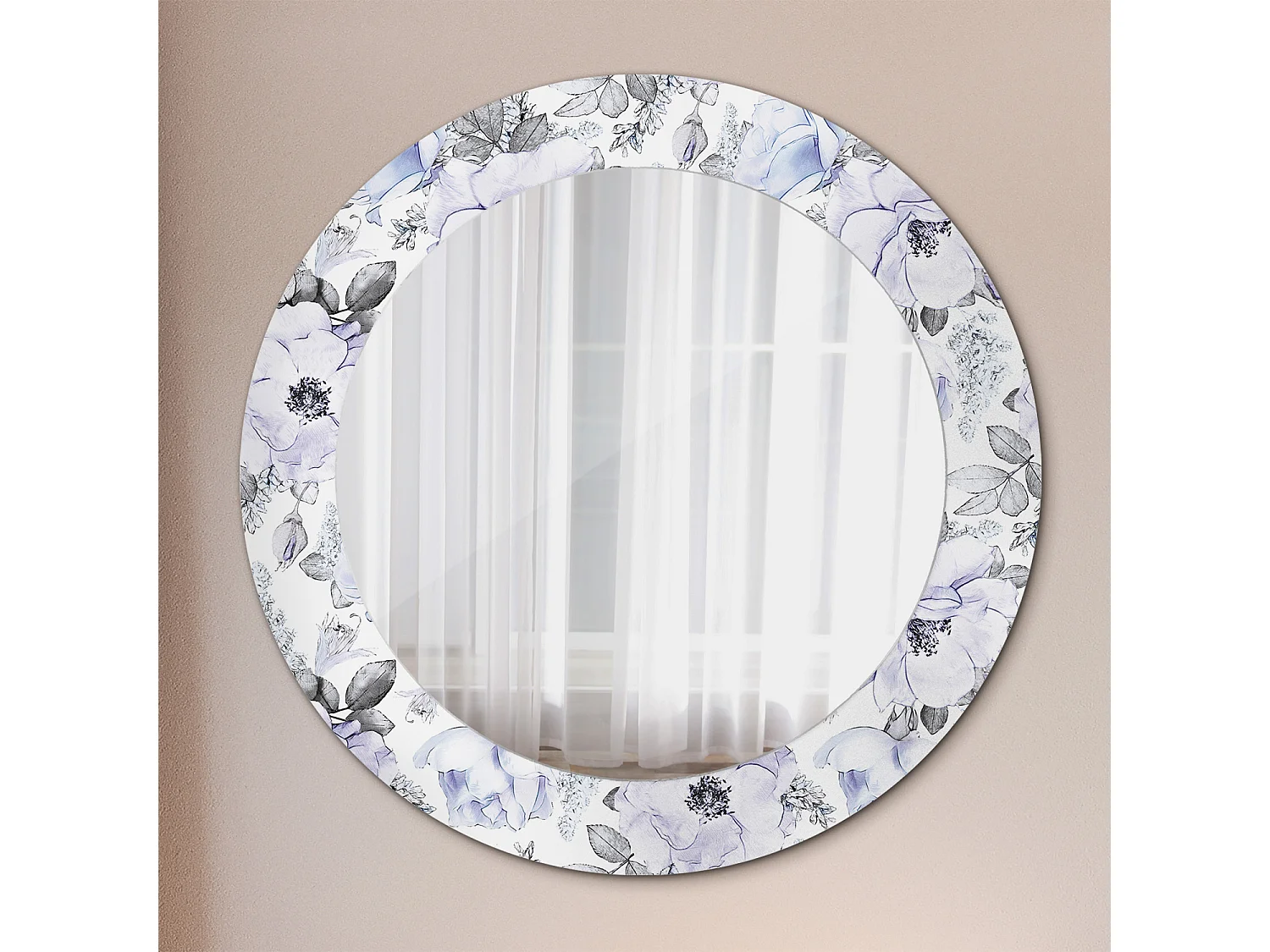 Specchio rotondo decorativo - Rose blu - 60 cm