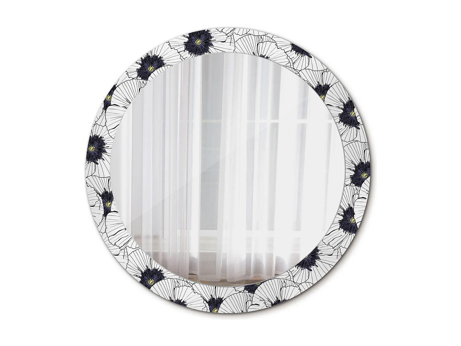 Decoratieve ronde spiegel - bloemige compositie - 80 cm