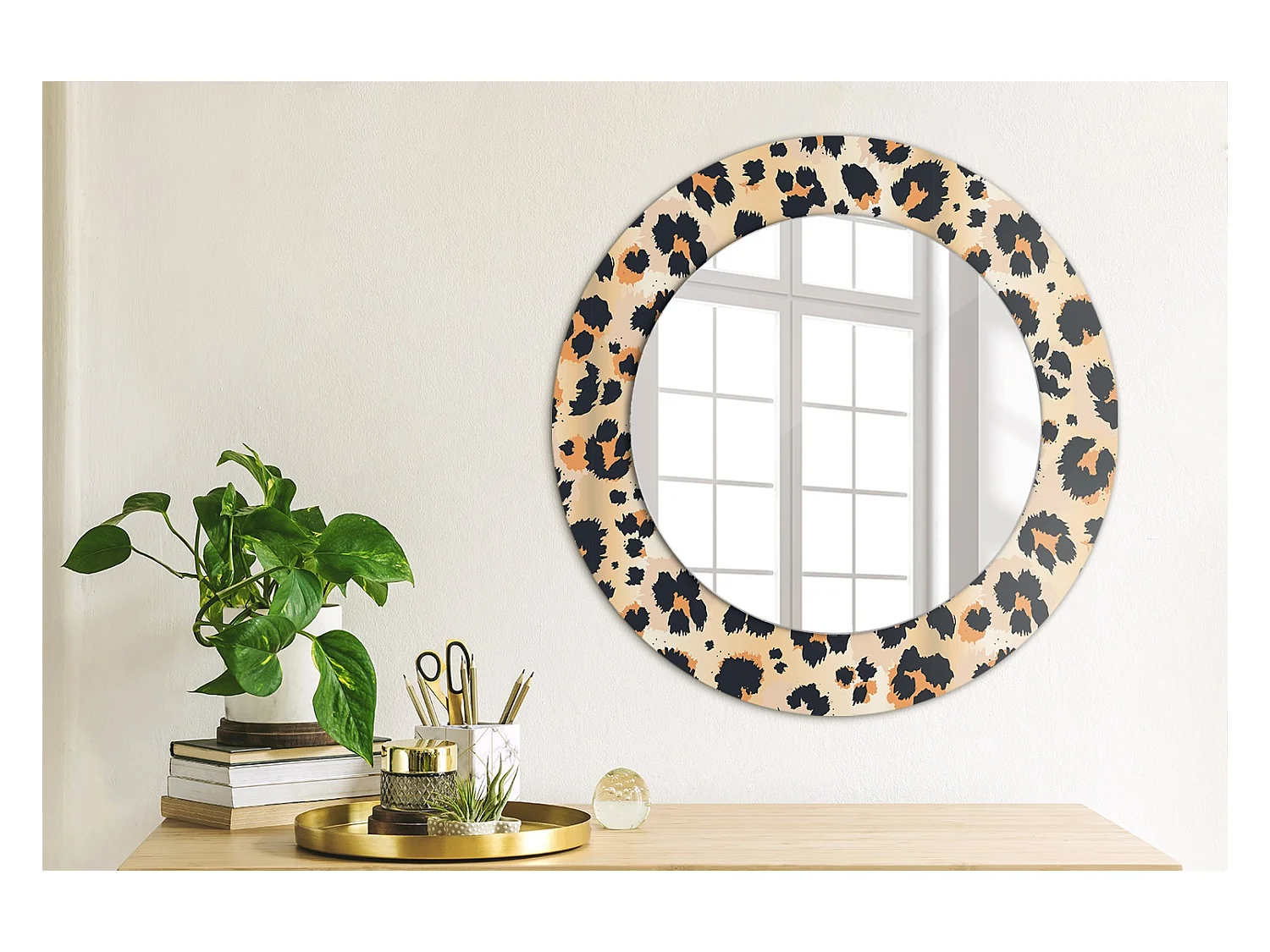 Decoratieve ronde spiegel - Stippenprint - 50 cm