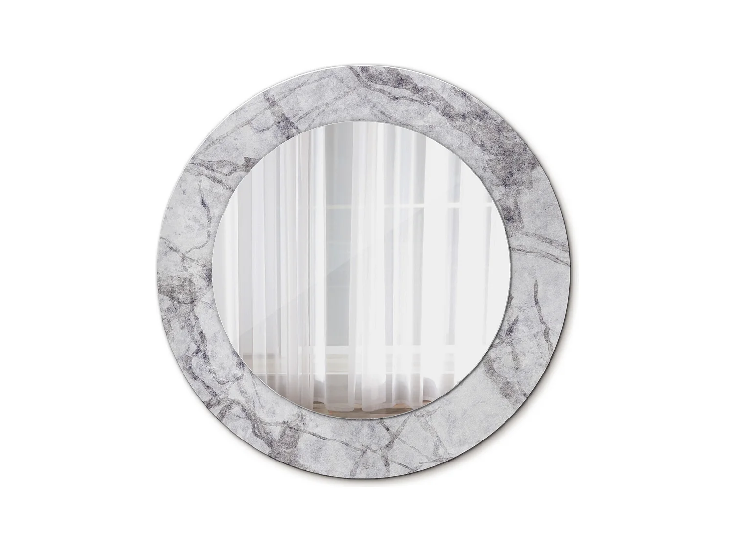 Miroir rond décoratif - Marbre blanc - 50 cm