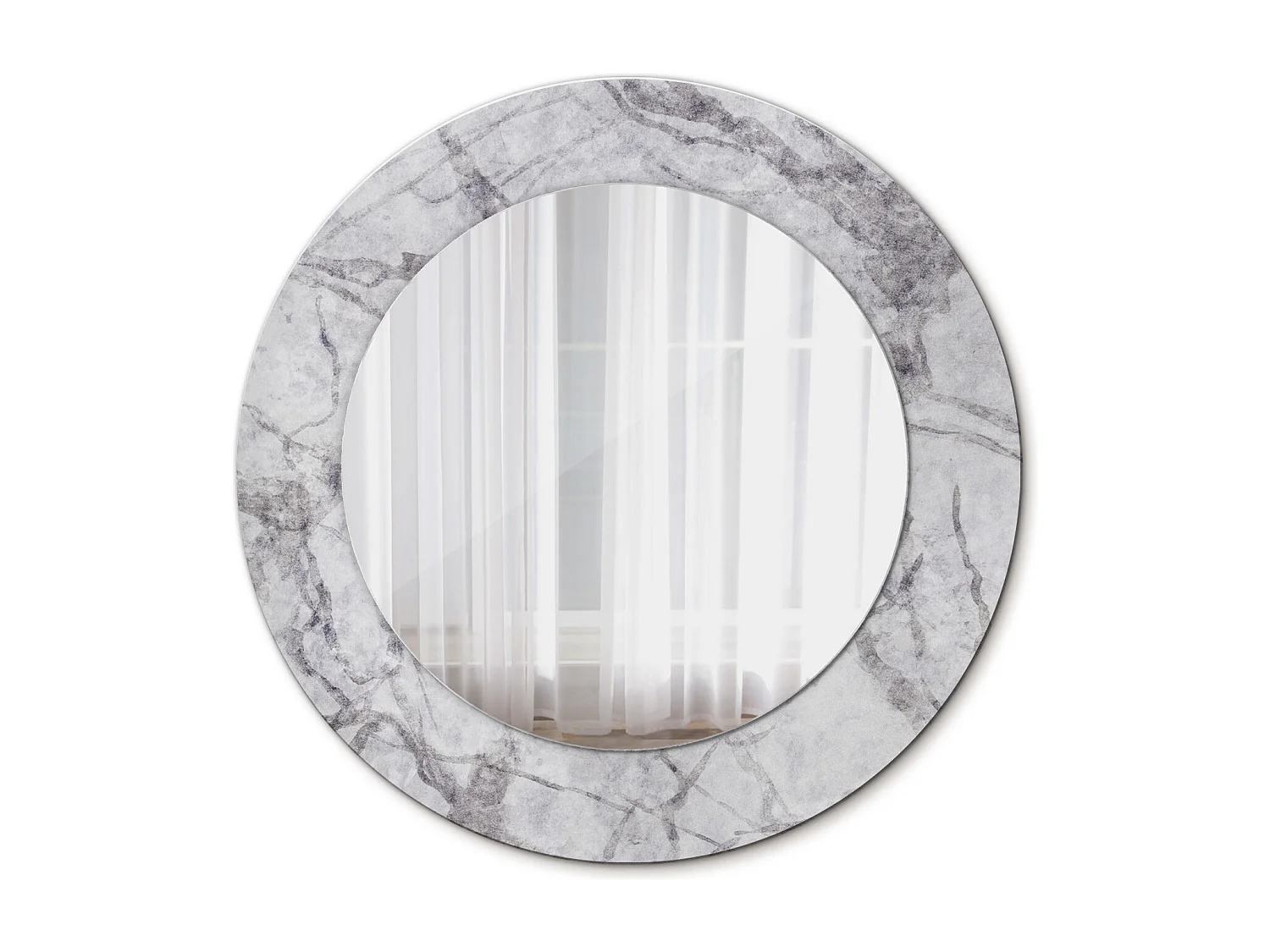 Miroir rond décoratif - Marbre blanc - 50 cm