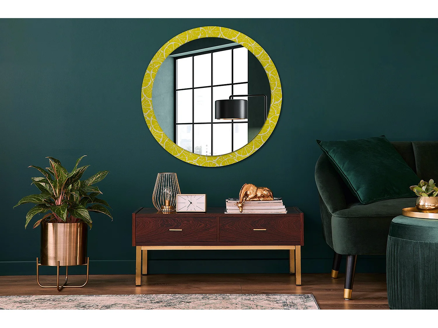 Miroir rond décoratif - Citrons - 90 cm