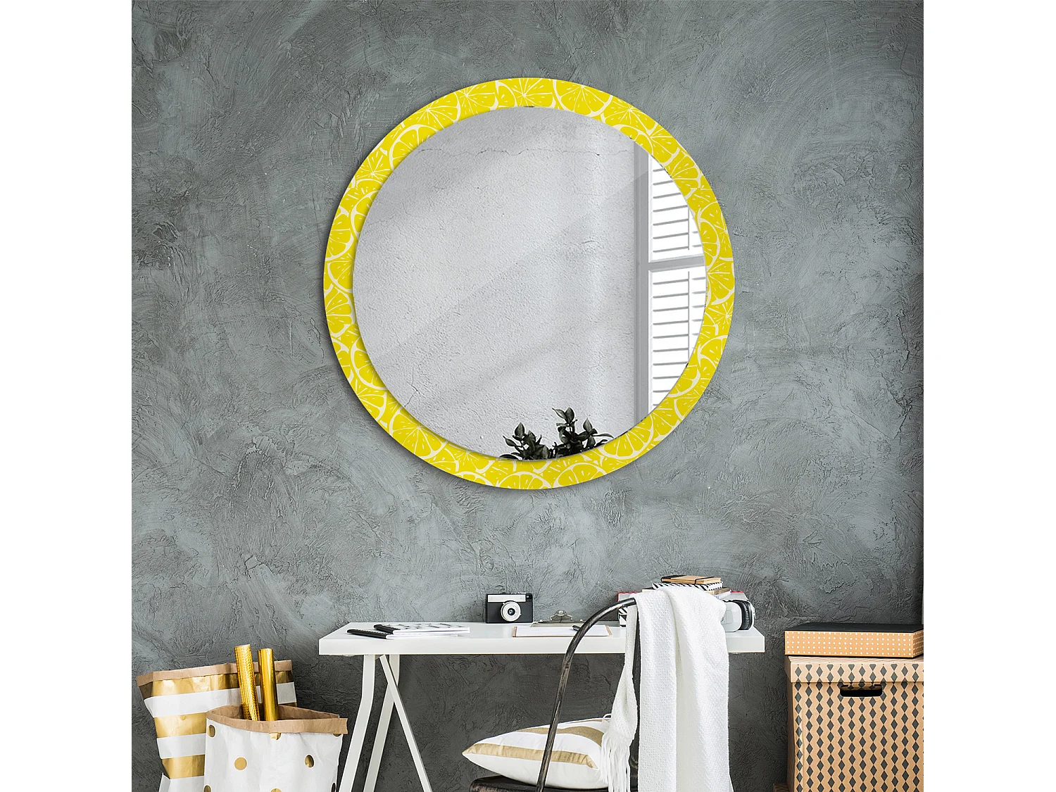 Miroir rond décoratif - Citrons - 90 cm