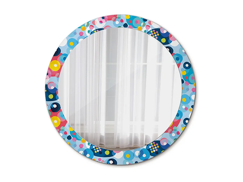 Dekorativer runder Spiegel – Farbige Kreise – 80 cm