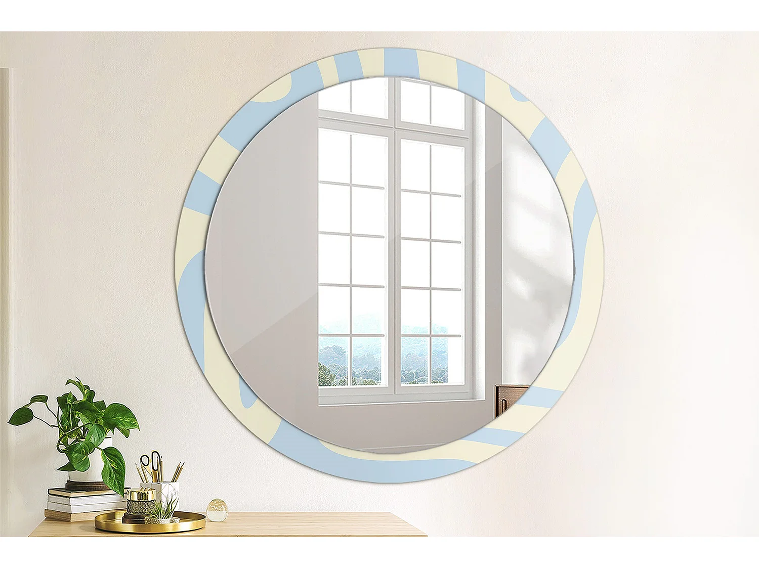 Miroir rond décoratif - Forme abstraite - 100 cm