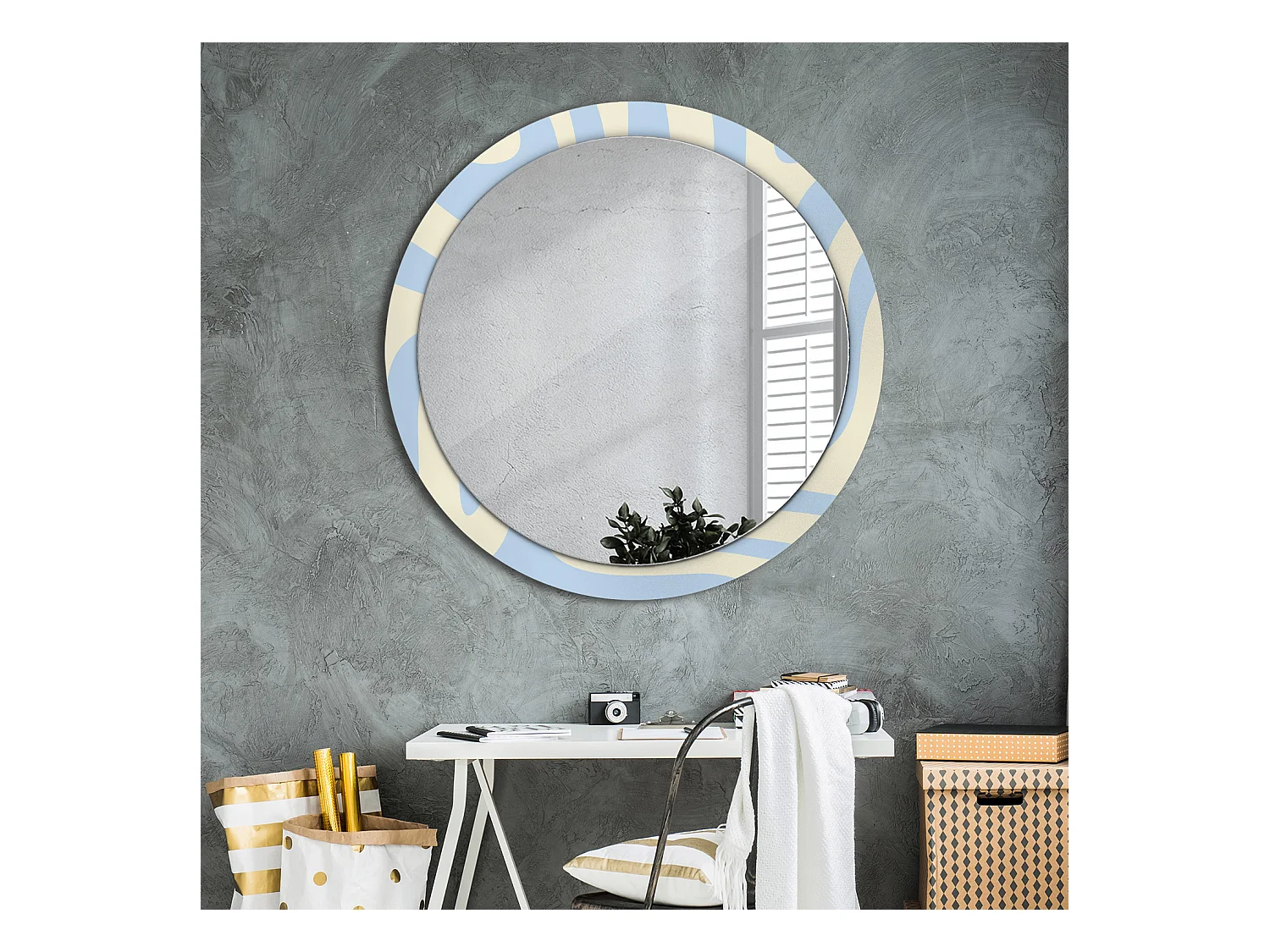Miroir rond décoratif - Forme abstraite - 100 cm