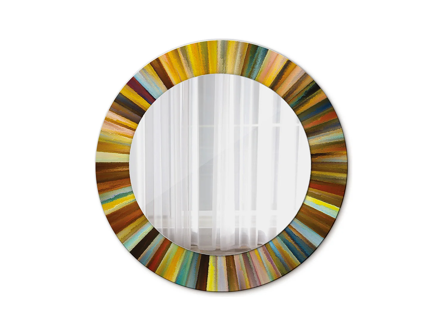 Miroir rond décoratif - Rayons colorés - 50 cm