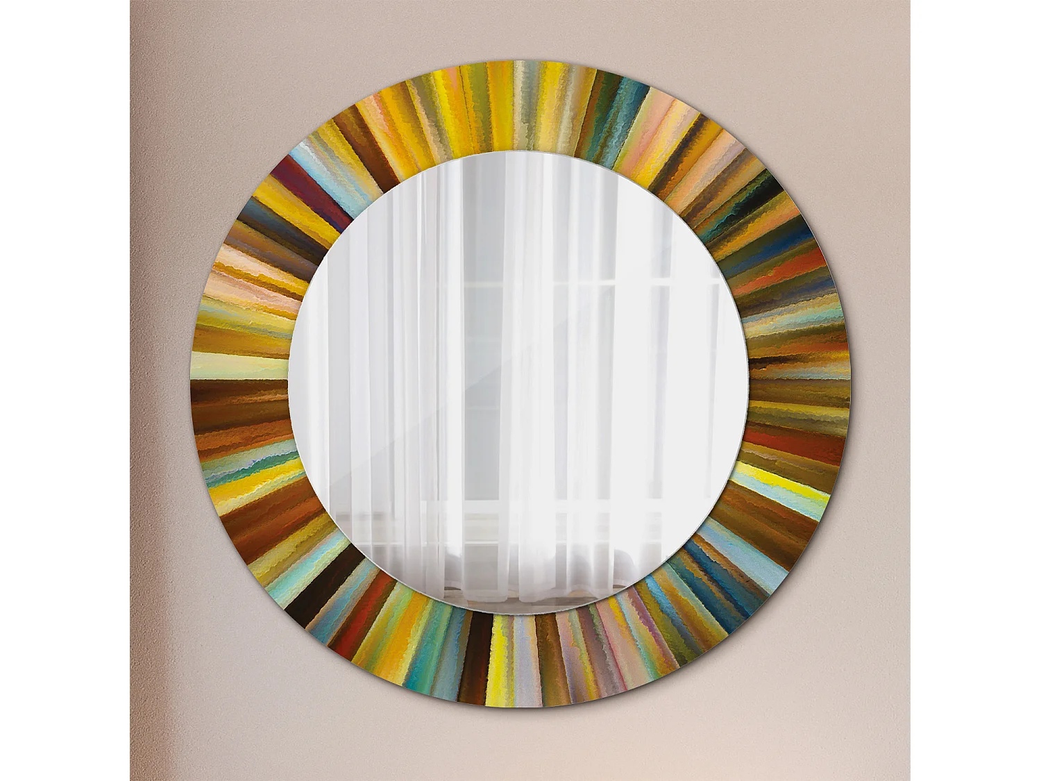 Decoratieve ronde spiegel - Gekleurde stralen - 50 cm