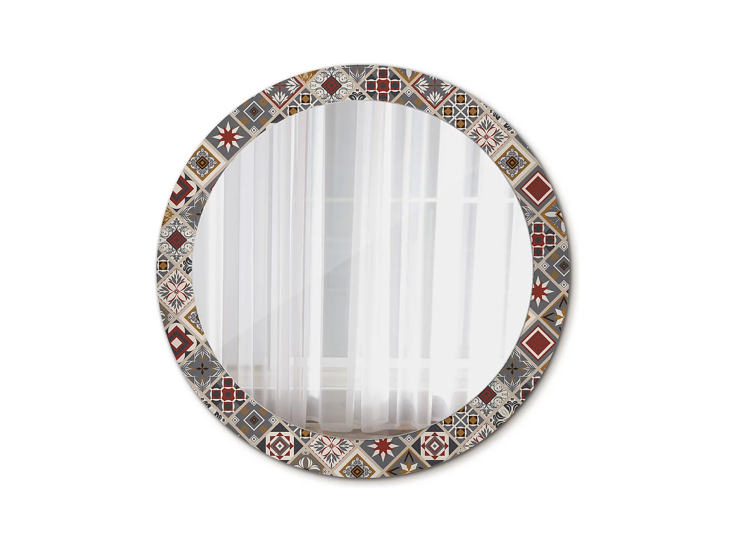 Miroir rond décoratif - Motif turc - 80 cm