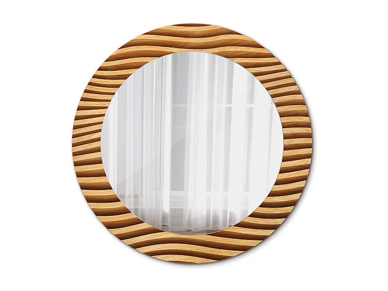 Decoratieve ronde spiegel - houten golf - 60 cm