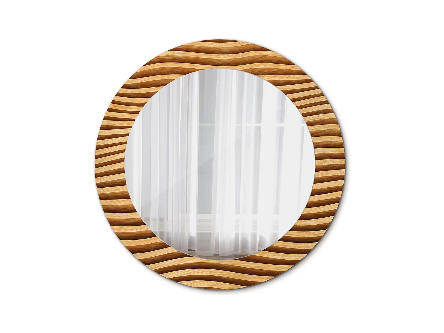 Miroir rond décoratif - Vague en bois - 70 cm