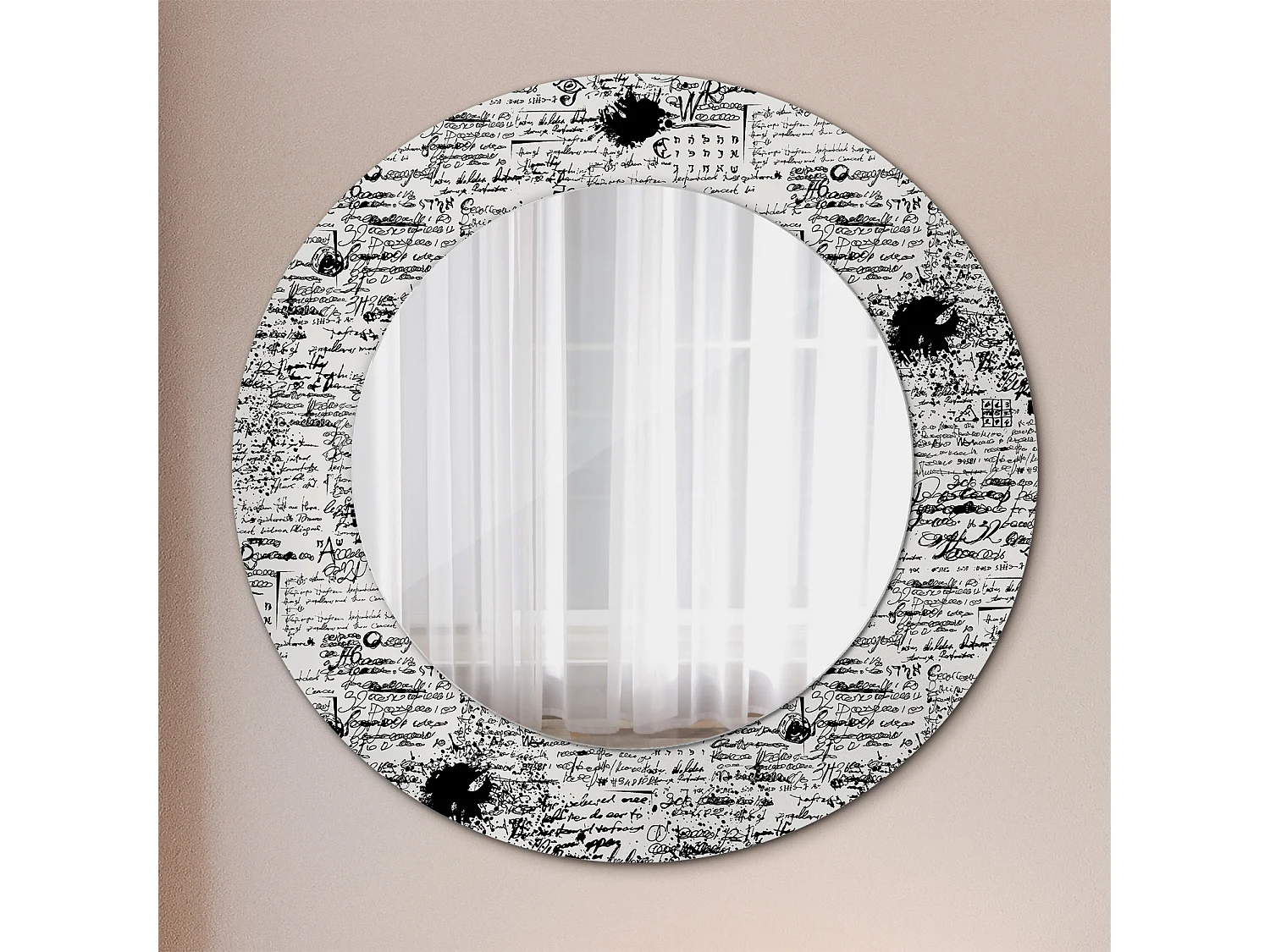 Miroir rond décoratif - Doodles - 50 cm
