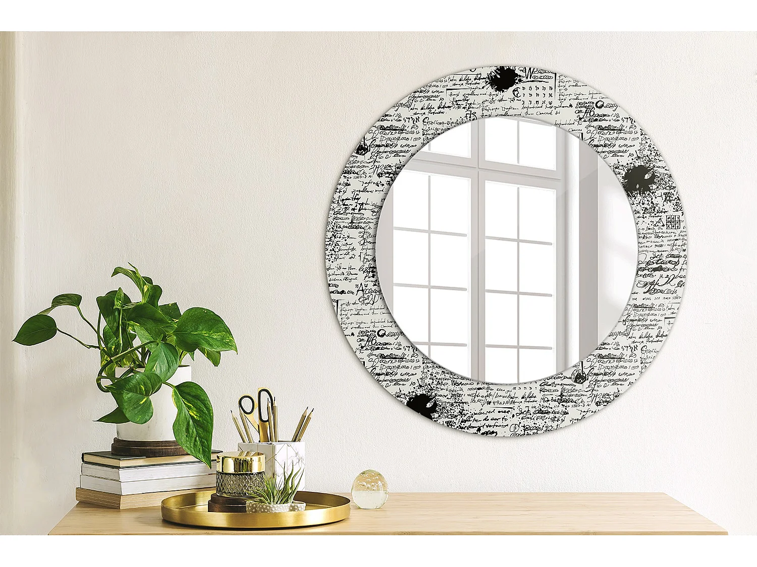 Miroir rond décoratif - Doodles - 50 cm