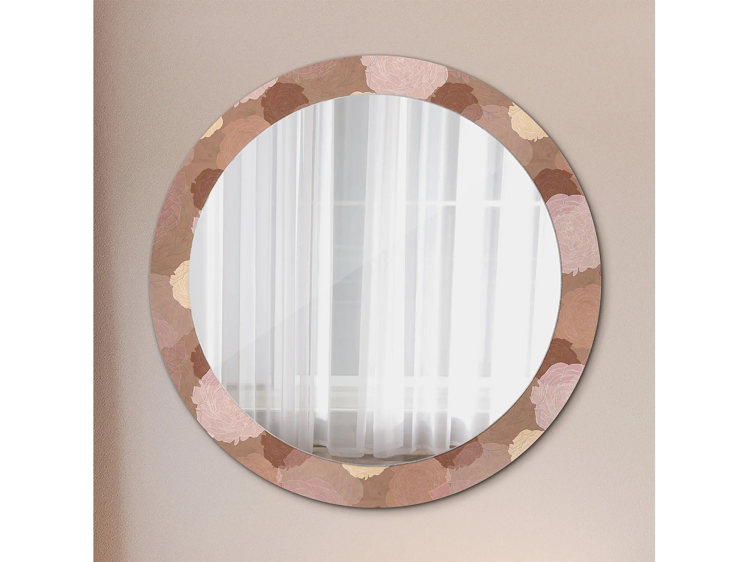 Ronde decoratieve spiegel - rozencompositie - 80 cm