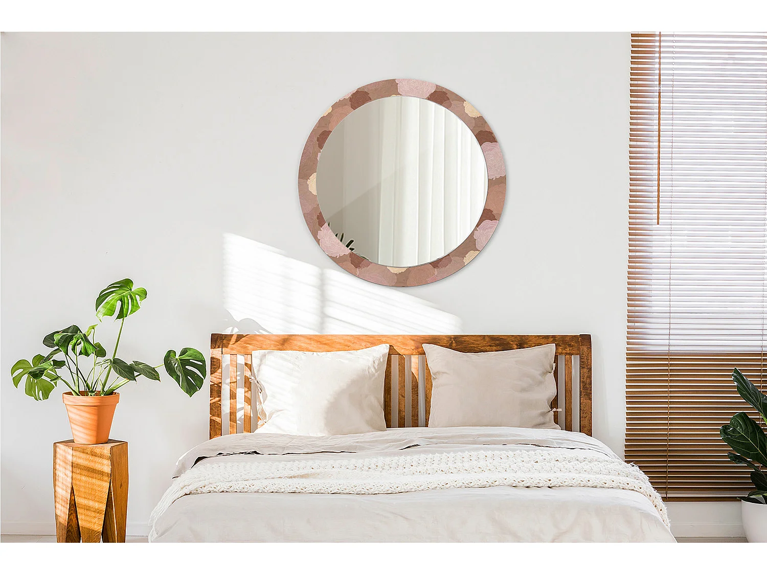 Ronde decoratieve spiegel - rozencompositie - 80 cm